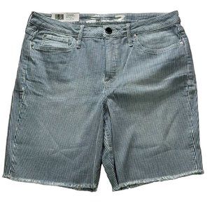Seven 7 Denim Shorts Sunset Bermuda Soft Stripped 9&quot; Inseam Premium Brand Qualit